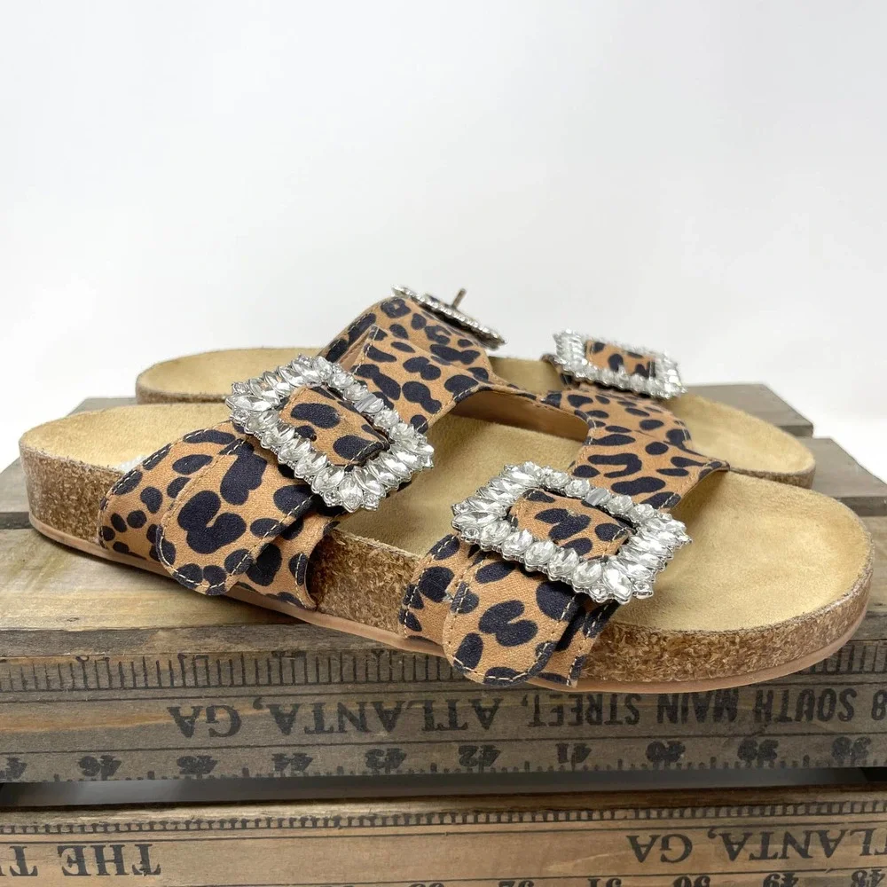 Steven New York Leopard Print Somers Rhinestone Sandal Size 6.5